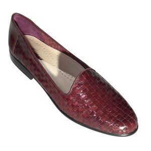 TROTTERS LIZ III Women's Woven Burgundy Leather Slip-On Loafers Size 9.5N